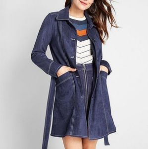 Blue Tonal-Topstich A Touchy Subject Trench Coat